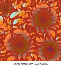 Vector square composition of vintage ornament. Seamless pattern with pink, orange and red grid.