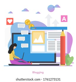 Vector square concept of Blogging flat illustration