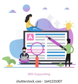 Vector square concept of Seo Copywriting in flat