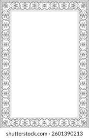 Vector square contour black national Persian ornament. Rectangle, frame, border, ethnic pattern of the peoples of Iran, Iraq, Tajikistan
