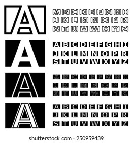 vector square contour font alphabets