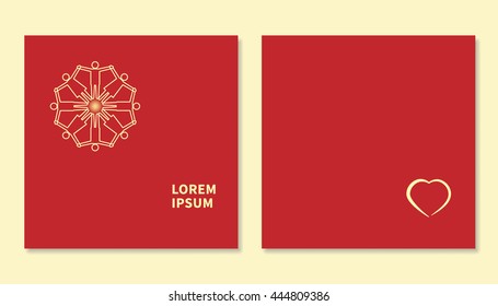 Vector square cover with people group icon on it drawn in minimalistic style. Cover for report, booklet, and flyer