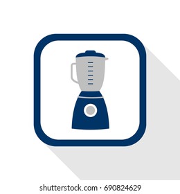 vector square dark blue icon home appliance with rounded corners and long shadow - symbol of blender in flat design