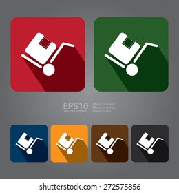 Vector : Square Delivery or Shipping Long Shadow Style Icon, Label, Sticker, Sign or Banner