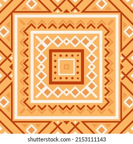 Vector square design with ethnic geometric patterns. Print for silk scarf, hijab, pareo, shawl and other textiles. 