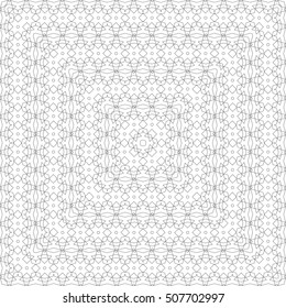 Vector square design template. Decorative pattern in black and white colors. Coloring book page for adult, anti stress coloring and other decoration.