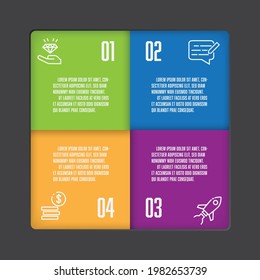 Vector square diagram. Template for presentation. Infographic design with concept business. Workflow layout.