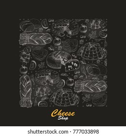 Vector square from different types of cheese. Vector illustration for your design
