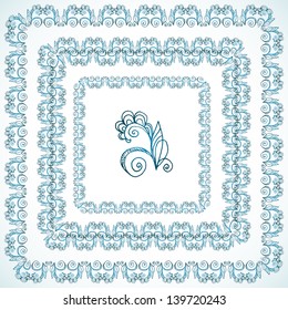 Vector Square Doodle Frames Set for your web design