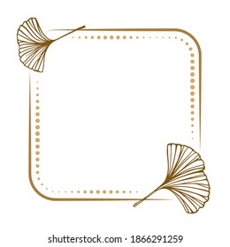 Vector square dotted frame with ginkgo biloba leaf decoration