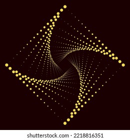 Icono amarillo punteado de Plaza Vectora aislado en fondo negro.