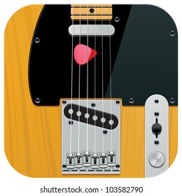 Vector square electric guitar icon