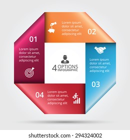 Vector square element for infographic. Template for cycle diagram, graph, presentation and round chart. Business concept with 4 options, parts, steps or processes. Abstract background.