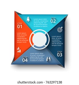 Vector square element for infographic. Template for cycle diagram, graph, presentation and chart. Business concept with 4 options, parts, steps or processes. Abstract background.