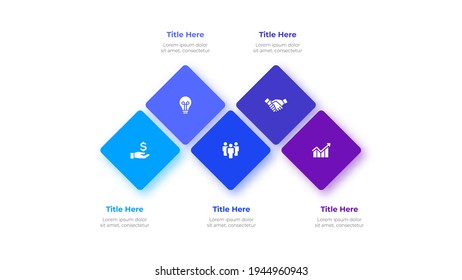 Vector square elements for infographic. Template for presentation. Business concept with 5 options, parts, steps or processes.