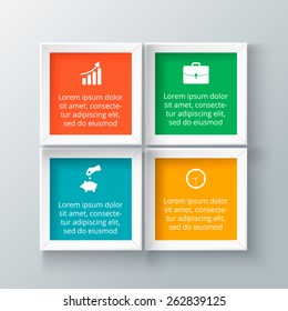 Vector square elements for infographic. Template for diagram, graph, presentation and chart. Business concept with 4  options, parts, steps or processes. Abstract background.