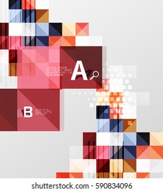 Vector square elements on gray abstract background with infographics. Vector template background for print workflow layout, diagram, number options or web design banner