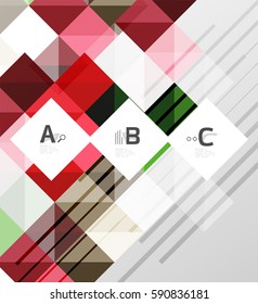 Elementos quadrados vetoriais no plano de fundo abstrato cinza com infográficos. Plano de fundo de modelo de vetor para layout de fluxo de trabalho de impressão, diagrama, opções de número ou faixa de design da Web