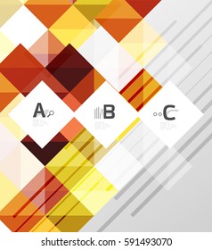 Vector square elements on gray abstract background with infographics. Vector template background for print workflow layout, diagram, number options or web design banner