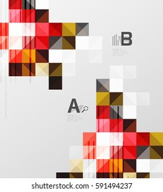 Vector square elements on gray abstract background with infographics. Vector template background for print workflow layout, diagram, number options or web design banner