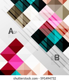 Vector square elements on gray abstract background with infographics. Vector template background for print workflow layout, diagram, number options or web design banner