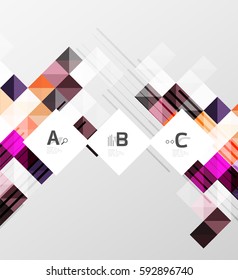 Vector square elements on gray abstract background with infographics. Vector template background for print workflow layout, diagram, number options or web design banner