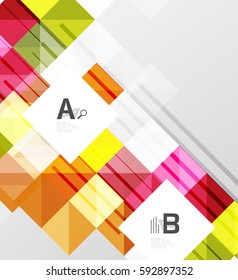 Vector square elements on gray abstract background with infographics. Vector template background for print workflow layout, diagram, number options or web design banner