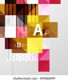 Vector square elements on gray abstract background with infographics. Vector template background for print workflow layout, diagram, number options or web design banner