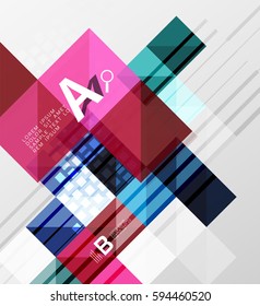 Vector square elements on gray abstract background with infographics. Vector template background for print workflow layout, diagram, number options or web design banner