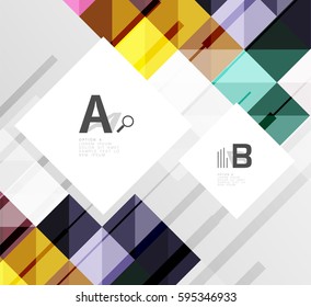 Vector square elements on gray abstract background with infographics. Vector template background for print workflow layout, diagram, number options or web design banner