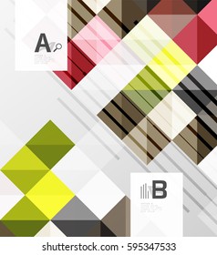 Vector square elements on gray abstract background with infographics. Vector template background for print workflow layout, diagram, number options or web design banner