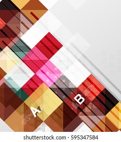 Vector square elements on gray abstract background with infographics. Vector template background for print workflow layout, diagram, number options or web design banner