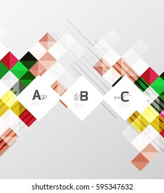 Vector square elements on gray abstract background with infographics. Vector template background for print workflow layout, diagram, number options or web design banner