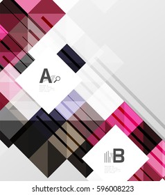 Vector square elements on gray abstract background with infographics. Vector template background for print workflow layout, diagram, number options or web design banner
