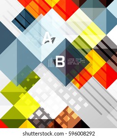 Vector square elements on gray abstract background with infographics. Vector template background for print workflow layout, diagram, number options or web design banner