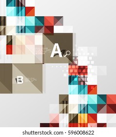 Vector square elements on gray abstract background with infographics. Vector template background for print workflow layout, diagram, number options or web design banner