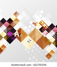 Vector square elements on gray abstract background with infographics. Vector template background for print workflow layout, diagram, number options or web design banner