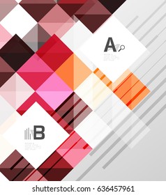 Vector square elements on gray abstract background with infographics. Vector template background for print workflow layout, diagram, number options or web design banner