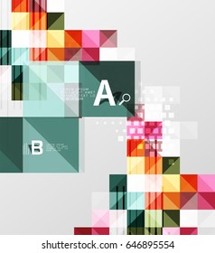 Vector square elements on gray abstract background with infographics. Vector template background for print workflow layout, diagram, number options or web design banner