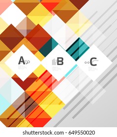 Vector square elements on gray abstract background with infographics. Vector template background for print workflow layout, diagram, number options or web design banner