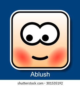 Vector Square Emoticon Ablush with rounded corners