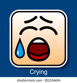 Vector Square Emoticon Crying with rounded corners