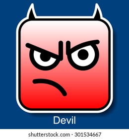 Vector Square Emoticon Devil with rounded corners