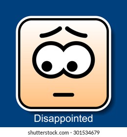 Vector Square Emoticon Disappointed with rounded corners