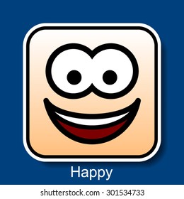 Vector Square Emoticon Happy with rounded corners