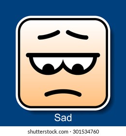 Vector Square Emoticon Sad with rounded corners