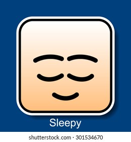 Vector Square Emoticon Sleepy with rounded corners