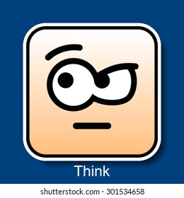 Vector Square Emoticon Think with rounded corners