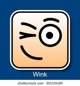 Vector Square Emoticon Wink with rounded corners