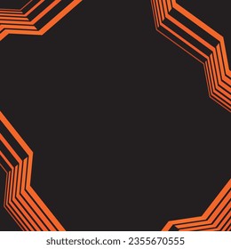 Vector square europe football competition template with orange lines on black background.